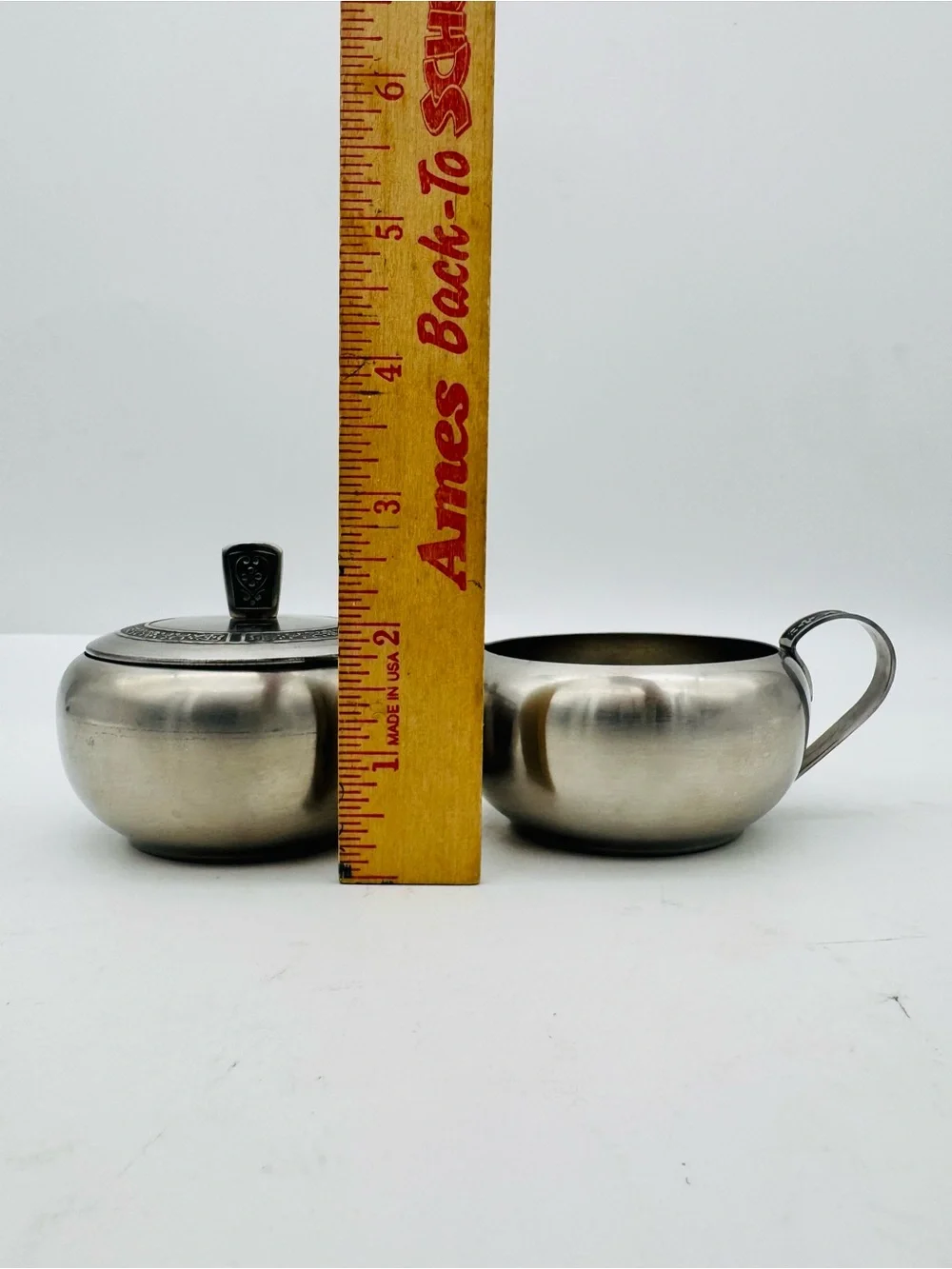 Vintage Cordova Stainless Steel Sugar Bowl and Creamer Set 1969 Solid 18-8